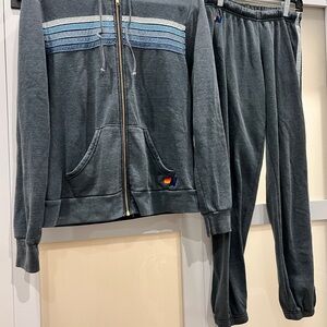 Aviator Nation Dark blue 5-Stripe Hoodie & Jogger Set